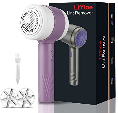 Levapelucchi Elettrico LtYioe Ricaricabile USB Leva Pelucchi Lana Portatile con Adsorbimento Magnetico, Potente Aspirazione & Lame di Ricambio, Togli Pelucchi per Tutti i Tessuti(Viola Chiaro)