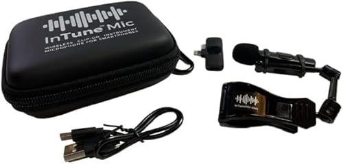 InTune Mic - Wireless Clip-on Instrument Microphone for Smartphones, Compatible with iOS & Android, Tuner Apps, Lightweight and Portable (Lightning)