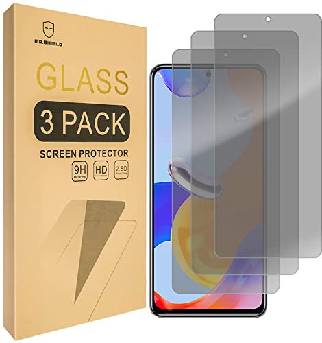 Mr.Shield Protector de Pantalla para Xiaomi Redmi Note 11 Pro 5G+4G / Redmi Note 11 Pro+ / Redmi Note 11 Pro Plus Cristal Vidrio Templado [Privacidad] [3 Piezas] [9H Dureza] Anti-Arañazos