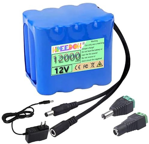 FREEDOH Batterie au Lithium DC 12V, Batterie Li-ION Rechargeable 10AH 12Ah 15AH 20AH 30AH puissante Batterie au Lithium polymère Portable, adaptée aux équipements d'alimentation 12V,12v 12ah