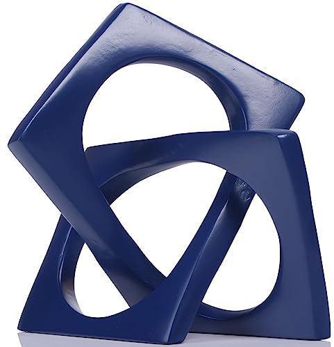 Moderne geometrische Würfel-Skulptur, blauer Knoten, Statue, Dekoration, Bücherregal, Tafelaufsatz, Dekoration, Würfel-Skulptur, Tischskulptur und Figuren, marineblauer Heimdekor-Akzent, würfelförmige