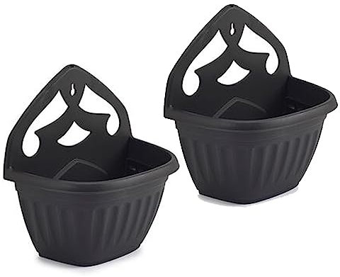 ZARVICZONIA Planters Pots - Wall Mounted for Plants and Flowers (Pack of 1, 2, 3, 4, 5) (Black (Pack of 2))