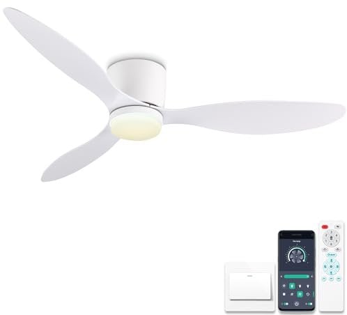 ycwdcz 42 Inch Ceiling Fans with Lights and Remote, Reversible DC Motor, Ceiling Fans with Lamps Silent 6 Speeds with Timer, 3 CCT Selectable, Modern Light Fan Ceiling for Bedroom, Lounge, White