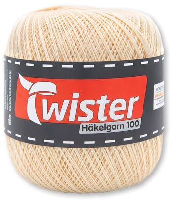 Frida's Wollhaus Twister 100 g Häkelgarn 100 Baumwolle mercerisiert gekämmt gasiert 18 Farben (20 | Natur)