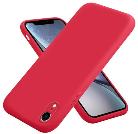 PIXFAB Compatible With iPhone XR Case, Slim Liquid Silicone Shockproof [Anti-scratch] Armor Case, Protective Soft Rubber Gel Phone Cover For iPhone XR - Red
