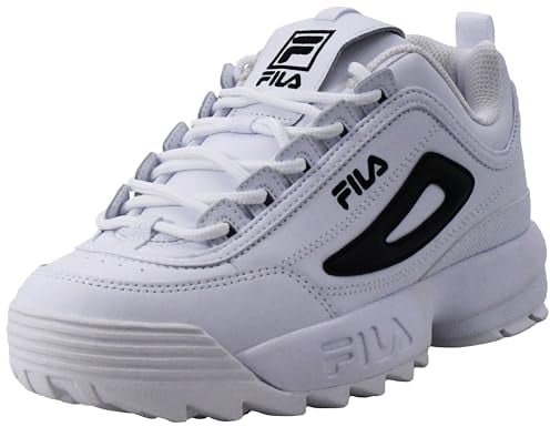 FILA Herren Disruptor II Schuhe, Weiß/Weiß/Schwarz, 43 EU
