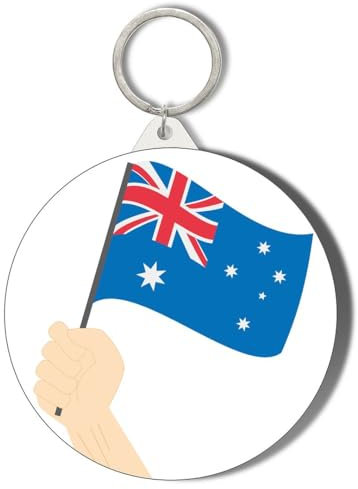 Hand Held Flag Design Australia Medium Short Chain Keyring Bottle Opener
