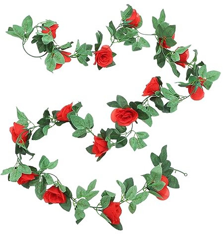 MUCKLILY künstliche Rosenranke Lange künstliche Rosenrebe Hochzeitsdekoration künstliche Blumen Wohnkultur Türkranz vorn Blumengirlande EIN Stück gefälschte Rebe Weinblätter Efeu