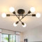 DELIPOP Deckenleuchte Vintage, 6 Flammig Deckenlampe Schwarz aus Metall, E27 Sputnik Industrielle Retro Kronleuchter für Schlafzimmer, Wohnzimmer, Esszimmer, Küche, Flur (ohne Leuchtmittel)