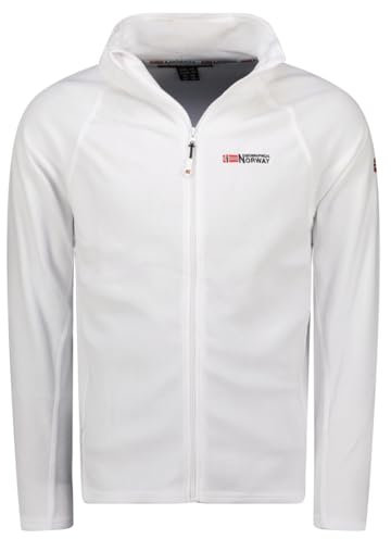 Geographical Norway Tug Men Fz - Giacca Uomo Pile Sottile Zip - Giacca Calda L'Autunno Inverno Primavera - Maglione Pelliccia Maniche Lunghe - Morbido Comfort All'Aperto (BIANCO 3XL)