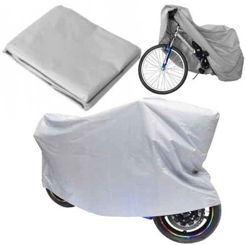 Gewerblicher Fahrradbezug 200×100 cm - Universelle Plane Wasserdicht für Fahrräder, Roller, Motorräder, Moped - UV und Frostbeständig - Ideal für Außen Und Garage - Grau Motorrad Abdeckplane
