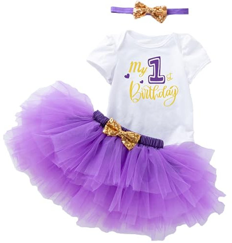 Winmany Set di 3 tutù per il primo compleanno, per neonati, per il primo compleanno, tutù, gonna, smash, Lilla, 12-18 Mesi