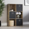 Vida Designs Durham Cube Bookcase Storage Organiser Living Room Bookshelf Home Office Furniture (6 Cube & 3 Black Baskets, Dark Wood)