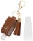 Songaa Porta disinfettante per le mani da viaggio, 30 ml, porta disinfettante in pelle con bottiglia vuota, ricaricabile portatile, piccola bottiglia da spremere con portachiavi, Marrone