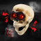 Halloween Deko Animiert Hängende Totenkopf, Halloween Animatronic Totenkopf Kopf mit Leuchtende Augen und Gruseligem Klang, Hängende Gruselig Totenkopf für Halloween Deko Outdoor, Party Deko (B)