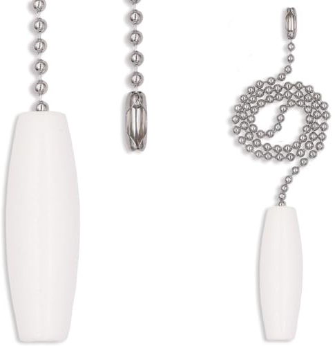Aeknewo 2 Pack 12-inch Ceiling Fan Pull Chain, 3mm Beaded Ball Chains White Wooden Decorative Pendant Extension Chains for Ceiling Light Lamp Fan Chain