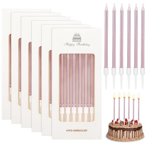 36 Stück Geburtstagskerzen Kuchen, Dünne Lange Geburtstagskerzen für Torte mit Haltern, 13cm Kerzen Geburtstag Kerzen Kuchen für Torte, Birthday Candles für Geburtstagskuchen, Partys, Hochzeiten