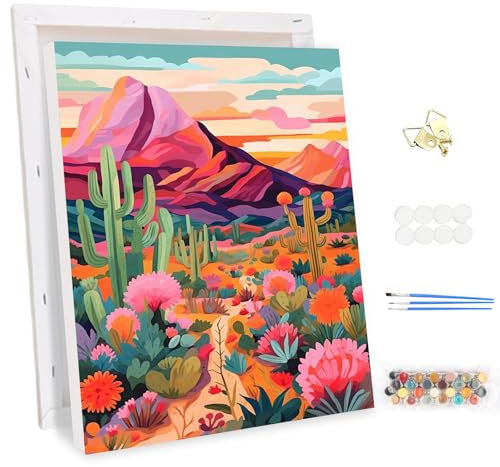 MEIYUDA Peinture par Numero Adulte avec Cadre, Paysage Montagne Kit de Peinture à l'Huile sur Toile par Numéro, Débutants Peinture Acrylique Pigmentée, Decoration Maison Cadeau 30x40cm