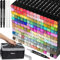 AOMEES 168 Colors Dual Tip Permanent Markers Set, Art Marker Pen with Carrying Case and Storage Base for Adults Artists Drawing, Coloring, Sketching
