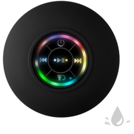 ChicBosomn Grand haut-parleur étanche à aspiration bleue, haut-parleur émettant de la lumière LED de douche, haut-parleur portable Rainbow Shower Blue-tooth 100HZ-20KHZ
