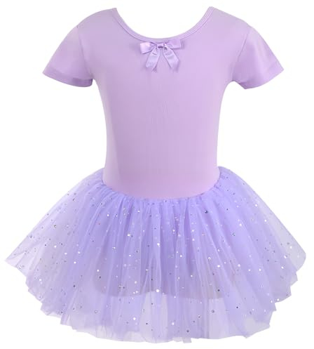 Vestido de Ballet para Niñas, Niñas Ropa de Ballet, Manga Corta Maillot de Danza, Algodón Traje de Ballet Tutú, Tutú para Niños, 130