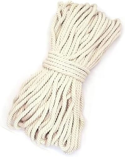 Cordon en coton macramé de couleur naturelle, 8 mm, 50 m, ficelle douce et épaisse pour suspension murale, suspension de plantes et tricot, corde en coton non teintée
