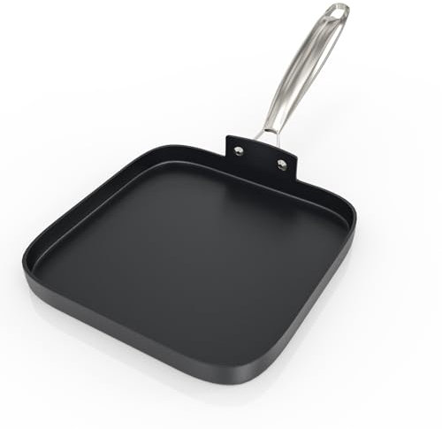 C30628 Square Griddle Pan Replacement Part for Ninja Foodi NeverStick, 11-Inch Premium Nonstick Coating Stovetop Grill Pan with handles for Indoor Cooking, Oven-to-Table Cookware, Durable Black Finish