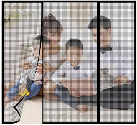 Rideau Moustiquaire Magnétique 240x220cm Noir - Anti-Moustiques et Mouches pour Portes et Fenêtres,Facile à Installer
