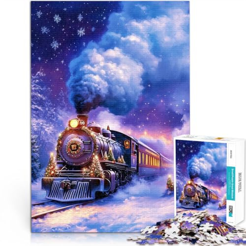 Puzzle 2000 Teile Erwachsene Weihnachtszug im Winter Aus Karton ab 14 Jahren Denksportaufgabe Familienspiele Weihnachten Geburtstagsgeschenke。Größe：70x100cm/27.5x39.3Zoll