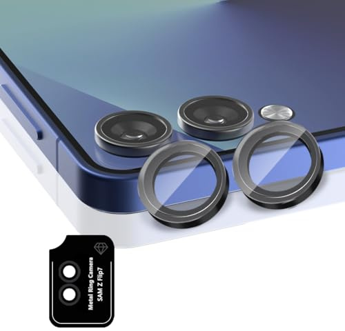 AnnhanT Kameraschutz für Samsung Galaxy Z Flip 7 Objektiv Panzer Schutz Glas [1 Stück], mit Installationsplatine 9H gehärtetes Schutzglas Kratzfester Kameraobjektivringschutz - Schwarz