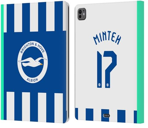 Head Case Designs Offizielle Brighton & Hove Albion F.C Yankuba Minteh 2025/26 Spieler Home Kit Leder-Wallet-Hülle Kompatibel mit Apple iPad Pro 13 M4 2024