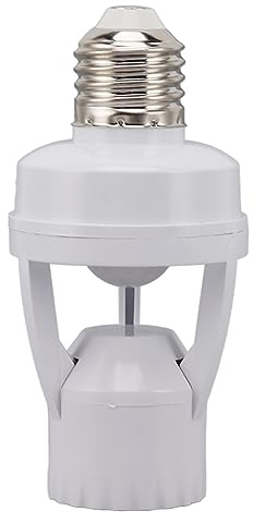 Kuuleyn PIR Sensor de Movimiento Enchufe de luz, Base de Bombilla, Adaptador de Bombilla de Tornillo E27 de Movimiento Encendido automático Ajustable Control de luz Nocturna