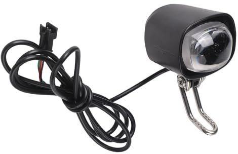 FUBESK LED Frontlicht für E-Bike und E-Scooter, Wasserdichtes ABS Gehäuse, 36–60V Betrieb, Kompakt 63×49×47mm, Kabellänge 115cm, Schwarz