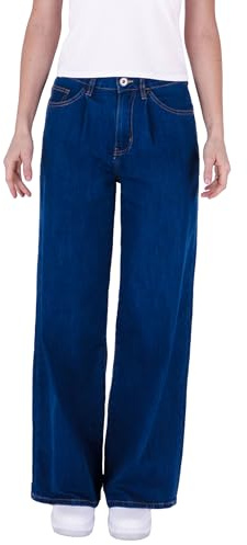 Fraternel Damen Wide Leg Jeans mit Bundfalte, Moderner Relaxed Fit