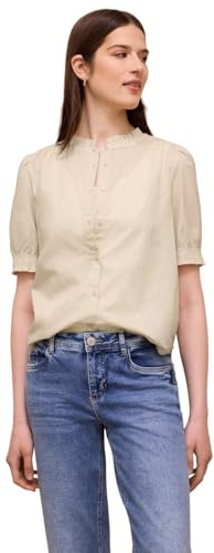 Street One Studio Damen 3413046 Kurzarm Bluse mitRundhals und Rüschen (1er Pack)