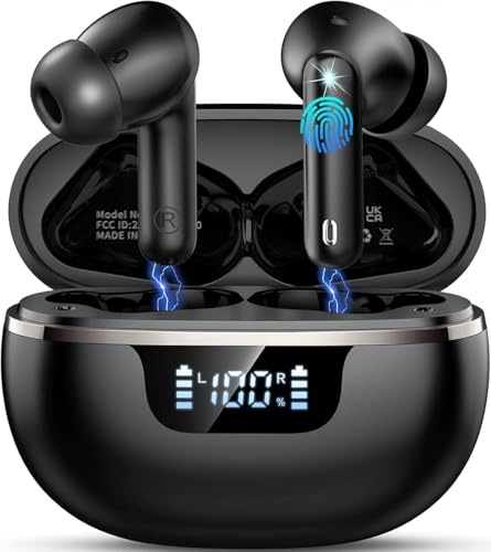 Donerton Wireless Earbuds, 2026 Bluetooth 5.4 Headphones Deep Bass, 45H Playtime In Ear Earphones HiFi Stereo, Ear buds with 4 ENC Noise Cancelling Mics, IP7 Waterproof Earbuds with LED Display