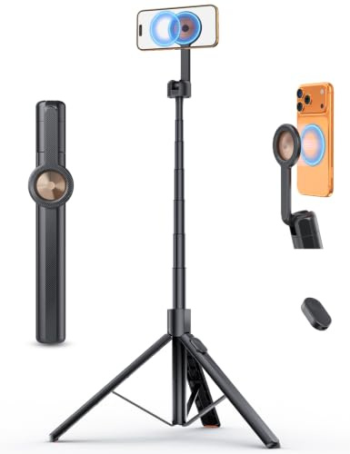 ANXRE 71 Magnetic Phone Tripod with Universal Clamp,N Mag3 Selfie Stick | Tall,Rechargeable Remote,Stable Tripod Leg,Portable Stand for Travel Vlogging Filming,Compatible with All iPhone Android