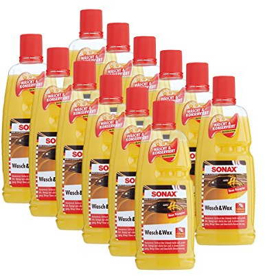 SONAX 12x 03133410 Wasch & Wax Lackpflege Konservierung 1L