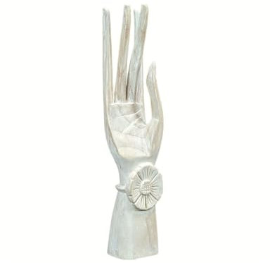 Coco Papaya Main de Bouddha/Porte-bagues en Bois Blanc cérusé 20cm