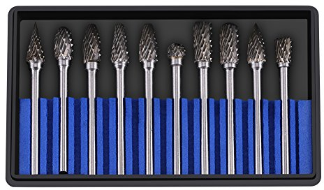 Fdit 10 stücke Hartmetall Rotary Dateien Burr Set 3mm Schaft 6mm Schneidkopf Durchmesser(Double Coupe)