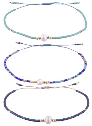 KELITCH Seed Bead Armbänder Freundschaft Bunte Perle Kristall Strang Armbänder Einstellbare Charm Armreifen