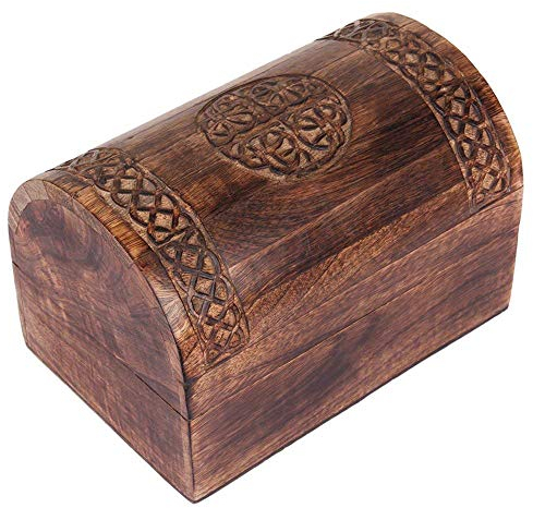 Tolle Geburtstagsgeschenkideen, handgefertigte, dekorative Schmuckschatulle aus mit keltischem Schnitzereien, Schmuck-Organizer, Andenken-Box, Schatztruhe, Schmuckhalter, Uhrenbox, 22 x15 cm (Antique)