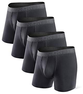 DAVID ARCHY Boxer Homme Lot de 4 Caleçon Court en Fibre de Bambou Braguette sous-Vêtement Élastique Respirant Confortable