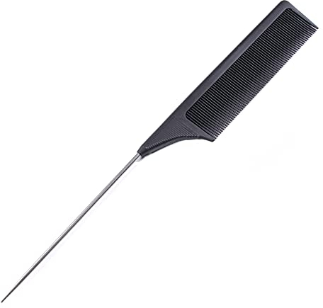 hair2heart Nadel-Stielkamm - Hochwertiger Carbon-Kamm für präzises Haarstyling und professionelle Ergebnisse - Perfekt zum Abteilen, Toupieren und Glätten