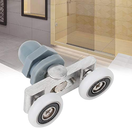 Rodamientos mampara ducha, 4 ruedas para puerta de ducha, duraderas, doble deslizante, para puerta de baño, rueda de cristal (25 mm)