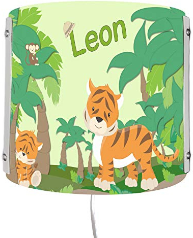 CreaDesign WA-1110, Dschungel, Kinderzimmer Wandlampe personalisiert mit Namen, Nachtlicht/Schlummerlicht für Steckdose, E14, 22 x 22,5 x 8,5 cm