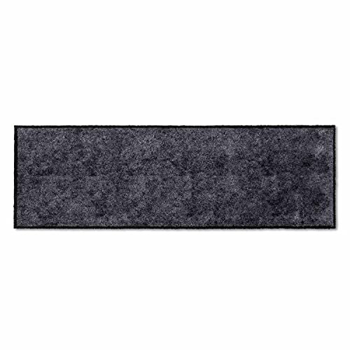 Astra Flauschige Sauberlaufmatte weich - Pure & Soft - Herzlich Willkommen grau 50 x 150 cm - Waschbarer Küchenteppich innen - Türmatte strapazierfähig