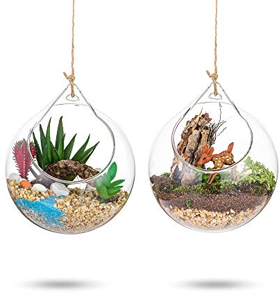 Plantas Colgantes de Aire 2 Piezas Portavelas de 4 Inches Cristal Terrario Portavelas Contenedores de Plantas de Vidrio para el Diseño de Bricolaje de Jardín de Bodas en Casa