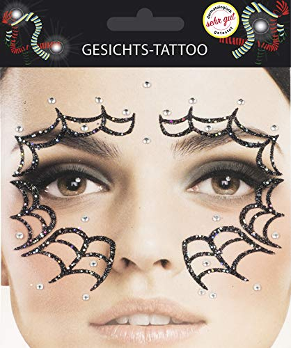 Gesichts Tattoo - Halloween Glitzer Aufkleber Set Klebetattoos Temporäre Tattoos Karneval (Spinnennetz)