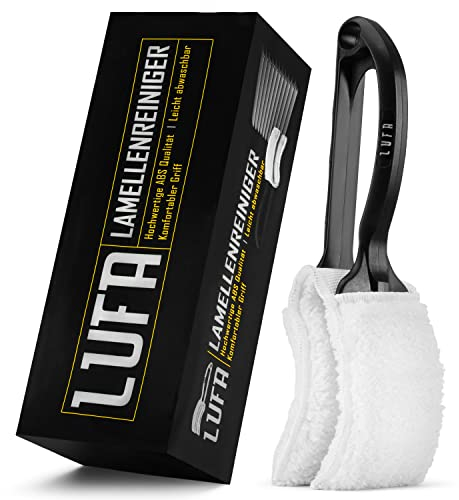 LUFA® Lamellenreiniger für Jalousien, Lamellen und Raffstoren, Jalousien-Reiniger - Reinigungsbürste waschbar & wiederverwendbar - innen und außen inkl. 2 Pads